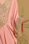 Shyam Narayan Prasad Pink Georgette Embroidery, Zari V-neck Zardozi Kaftan Online Shyam Narayan Prasad_Pink Georgette Embroidery, Zari V-neck Zardozi Kaftan _Online