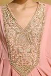 Buy Shyam Narayan Prasad Pink Georgette Embroidery, Zari V-neck Zardozi Kaftan Online Buy_Shyam Narayan Prasad_Pink Georgette Embroidery, Zari V-neck Zardozi Kaftan _Online