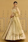 Shyam Narayan Prasad_Gold Brocade, Organza Embroidery, Gota Patti, Tassels Sweetheart Lehenga Set _Online_at_Aza_Fashions
