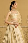 Shop_Shyam Narayan Prasad_Gold Brocade, Organza Embroidery, Gota Patti, Tassels Sweetheart Lehenga Set _Online_at_Aza_Fashions