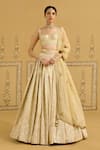 Buy_Shyam Narayan Prasad_Gold Brocade, Organza Embroidery, Gota Patti, Tassels Sweetheart Lehenga Set _at_Aza_Fashions