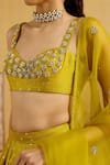 Buy_Shyam Narayan Prasad_Green Silk, Brocade, Organza Embroidery, Zari, Sequins Zardozi Lehenga Set 