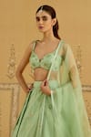 Buy_Shyam Narayan Prasad_Green Silk, Brocade, Organza Embroidery, Zari Sweetheart Zardozi Lehenga Set _Online_at_Aza_Fashions