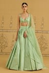 Buy_Shyam Narayan Prasad_Green Silk, Brocade, Organza Embroidery, Zari Sweetheart Zardozi Lehenga Set _at_Aza_Fashions