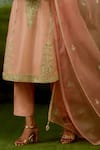 Shyam Narayan Prasad_Pink Silk, Brocade, Organza Embroidery, Zari Round Zardozi Banarasi Kurta Set _Online_at_Aza_Fashions