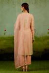 Shop_Shyam Narayan Prasad_Pink Silk, Brocade, Organza Embroidery, Zari Round Zardozi Banarasi Kurta Set _at_Aza_Fashions