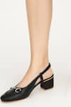 Buy_Sole House_Black Buckles Norma Leather Block Heels _at_Aza_Fashions