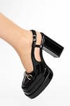 Shop_Sole House_Brown Buckles Noir Leather Block Heels _at_Aza_Fashions