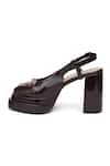 Sole House_Brown Buckles Noir Leather Block Heels _Online_at_Aza_Fashions