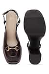 Sole House_Brown Buckles Noir Leather Block Heels _at_Aza_Fashions