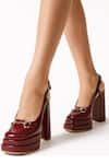Buy_Sole House_Burgundy Buckles Noir Leather Heels _at_Aza_Fashions