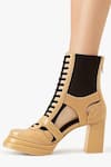 Buy_Sole House_Beige Tan Lace Up Block Boots _at_Aza_Fashions