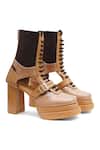 Shop_Sole House_Beige Tan Lace Up Block Boots _Online_at_Aza_Fashions