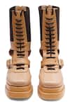 Buy_Sole House_Beige Tan Lace Up Block Boots 