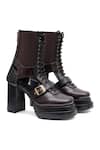 Sole House_Brown Buckles Midnight Cocoa Boots _at_Aza_Fashions