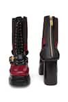 Shop_Sole House_Red Buckles Crimson Edge Boots _Online_at_Aza_Fashions