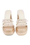 Sole House_Gold Embroidery, Pearls, Crystals, Beads Jasmine Embellished Block Heels _at_Aza_Fashions