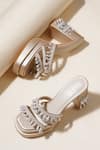 Shop_Sole House_Gold Embroidery, Pearls, Crystals, Beads Jasmine Embellished Block Heels _at_Aza_Fashions