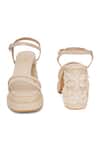 Sole House_Cream Pearls, Embroidery Daisy Block Heels _at_Aza_Fashions