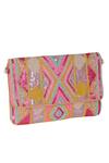 Nazaakat By Samara Singh_Pink Sequins, Beads Geometric And Embellished Boho Bag_at_Aza_Fashions