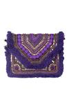 Nazaakat By Samara Singh_Purple Beads, Sequins, Studs, Fringe Embellished Geometric Boho Bag _at_Aza_Fashions