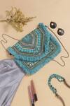 Buy Nazaakat By Samara Singh Aqua Beads, Sequins, Stones, Fringe Embellished Geometric Boho Bag at Aza Fashions Buy_Nazaakat By Samara Singh_Aqua Beads, Sequins, Stones, Fringe Embellished Geometric Boho Bag _at_Aza_Fashions