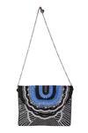 Shop_Nazaakat By Samara Singh_Black Beads, Sequins Beaded Geometric Pattern Clutch Bag _at_Aza_Fashions