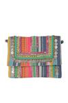 Nazaakat By Samara Singh_Multi Color Beads, Sequins, Stones Boho Striped Coin And Embellished Bag _at_Aza_Fashions