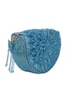 Buy_Nazaakat By Samara Singh_Aqua Beads, Tassels Floral Beaded Flap Bag With Detachable Handle _Online_at_Aza_Fashions