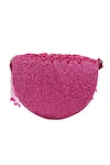 Nazaakat By Samara Singh_Fuchsia Beads, Tassels Floral Embroidered Flap Bag _Online_at_Aza_Fashions