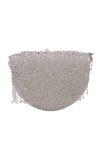 Buy_Nazaakat By Samara Singh_Silver Beads, Tassels Floral Beaded Flap Bag With Detachable Handle _Online_at_Aza_Fashions