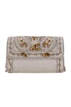 Shop_Nazaakat By Samara Singh_White Beads, Pearls, Stones, Tassels And Embellished Flap Bag _Online_at_Aza_Fashions