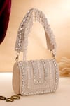 Buy_Nazaakat By Samara Singh_Off White Beads, Crystals, Embellished Flap Bag With Detachable Handle _at_Aza_Fashions
