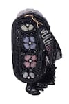 Shop_Nazaakat By Samara Singh_Black Beads, Embroidery, Sequins, Floral Beaded Flap Bag With Detachable Handle _Online_at_Aza_Fashions