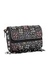 Nazaakat By Samara Singh_Black Beads, Embroidery, Sequins, Floral Beaded Flap Bag With Detachable Handle _at_Aza_Fashions