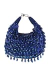 Shop_Nazaakat By Samara Singh_Blue Beads, Sequins Beaded Embellished Clutch Bag With Detachable Handle _at_Aza_Fashions