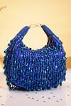 Buy_Nazaakat By Samara Singh_Blue Beads, Sequins Beaded Embellished Clutch Bag With Detachable Handle _at_Aza_Fashions