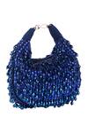 Shop_Nazaakat By Samara Singh_Blue Beads, Sequins Beaded Embellished Clutch Bag With Detachable Handle _Online_at_Aza_Fashions