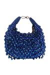 Nazaakat By Samara Singh_Blue Beads, Sequins Beaded Embellished Clutch Bag With Detachable Handle _at_Aza_Fashions