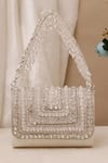 Buy_Nazaakat By Samara Singh_White Beads, Crystals, Rhinestones, Tassels Beaded And Embellished Flap Bag _at_Aza_Fashions