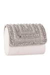 Nazaakat By Samara Singh_White Beads, Crystals, Rhinestones, Tassels Beaded And Embellished Flap Bag _at_Aza_Fashions