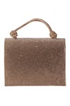 Nazaakat By Samara Singh_Brown Glitter, Bows Embellished Flap Bag With Detachable Handle _at_Aza_Fashions