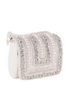 Shop_Nazaakat By Samara Singh_White Beads, Crystals, Rhinestones Embellished Flap Bag With Detachable Handle _Online_at_Aza_Fashions