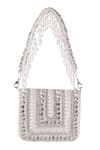 Shop_Nazaakat By Samara Singh_White Beads, Crystals, Rhinestones Embellished Flap Bag With Detachable Handle _at_Aza_Fashions
