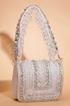 Buy_Nazaakat By Samara Singh_White Beads, Crystals, Rhinestones Embellished Flap Bag With Detachable Handle _at_Aza_Fashions