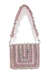 Shop_Nazaakat By Samara Singh_Pink Beads, Crystals, Rhinestones Embellished Flap Bag With Detachable Handle _at_Aza_Fashions