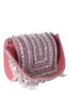 Buy_Nazaakat By Samara Singh_Pink Beads, Crystals, Rhinestones Embellished Flap Bag With Detachable Handle 