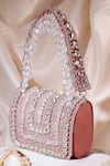 Buy_Nazaakat By Samara Singh_Pink Beads, Crystals, Rhinestones Embellished Flap Bag With Detachable Handle _at_Aza_Fashions