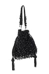 Shop_Nazaakat By Samara Singh_Black Beads, Sequins, Tassels And Embellished Potli Bag _at_Aza_Fashions