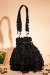 Buy_Nazaakat By Samara Singh_Black Beads, Sequins, Tassels And Embellished Potli Bag _at_Aza_Fashions